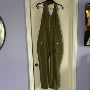 Olive Green Halter Jumpsuit